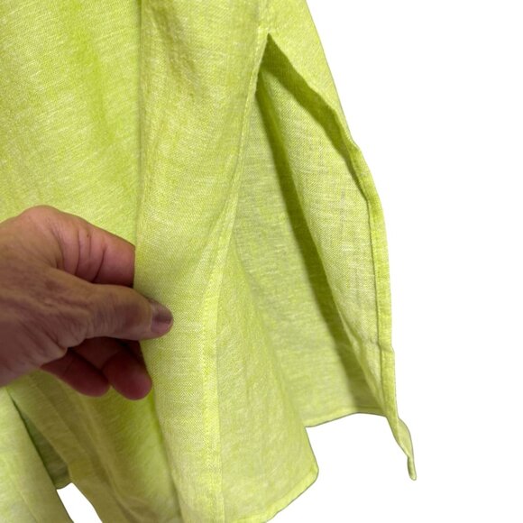 Tahari Roll Tab Sleeve Button Front Shirt Dress Women's Size Medium Lime Green - Picture 8 of 10
